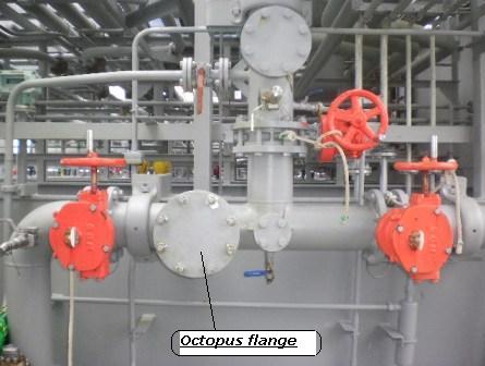Octopus flange at chemical tanker